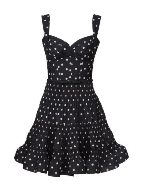 Zimmermann Pleated Draped Mini Dress in Black Dot