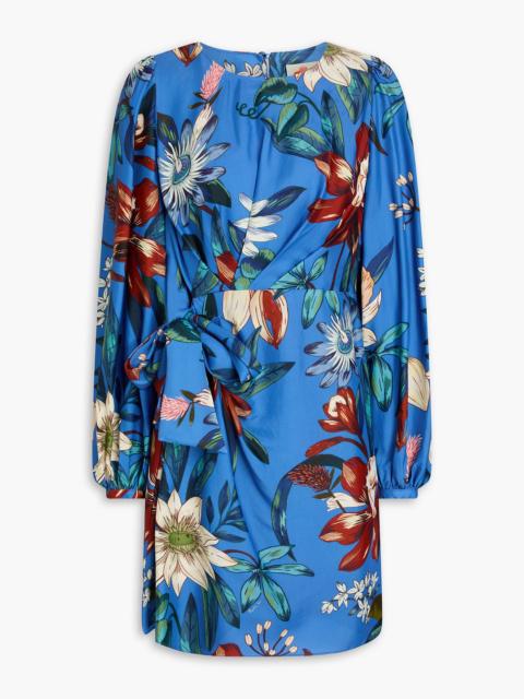 FARM RIO Wrap-effect floral-print twill mini dress