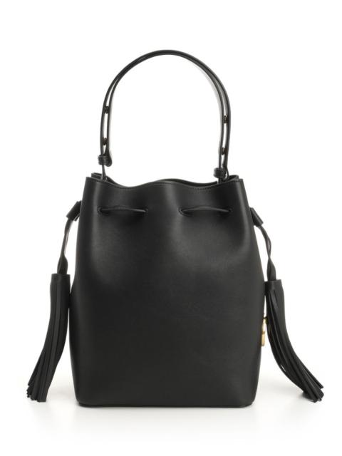 Valentino Drawstring Bag | So Seau | Vitello V./A.Brass Logo Handbags Black