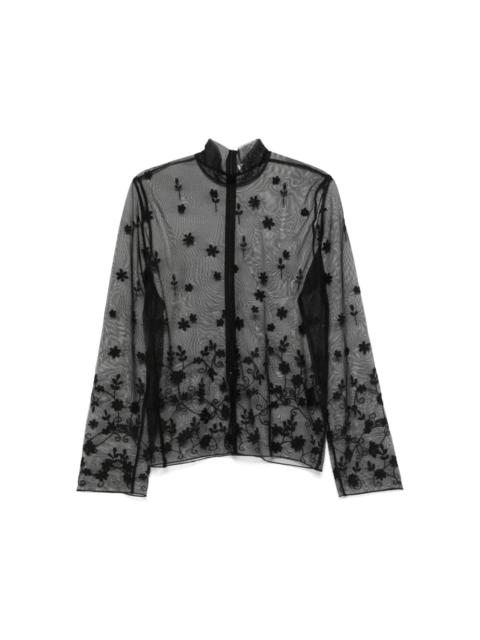floral-embroidered shirt
