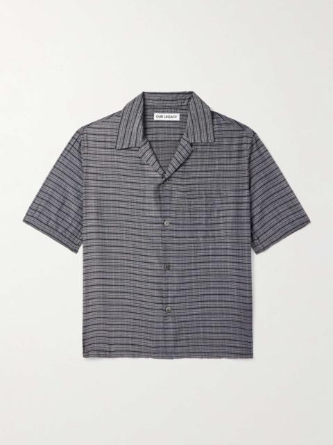 Heusen Convertible-Collar Checked Cotton and Silk-Blend Shirt