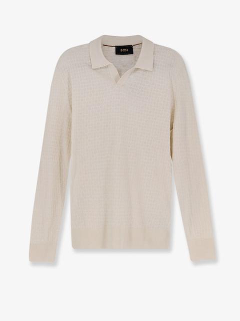 BOSS Boss Men Silk Sweater With Processing All-Over