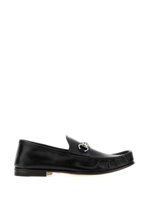 GUCCI Gucci Men Black Leather Gucci Lugano Loafers