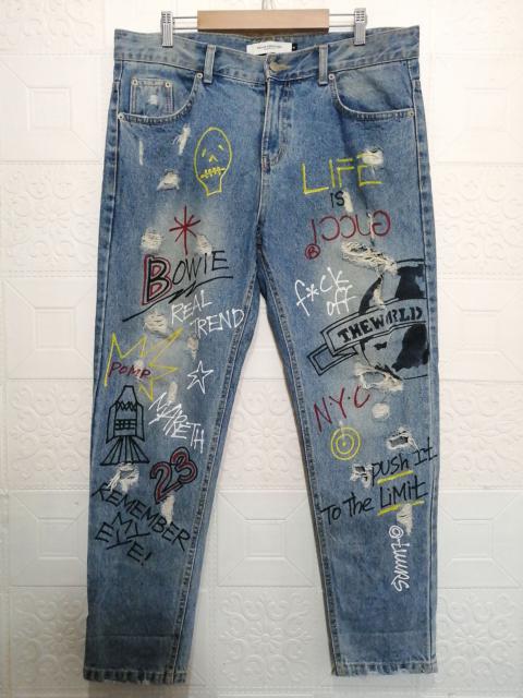 Other Designers GALLIS ADDICTION GARMENTS DISTRESSED DENIM