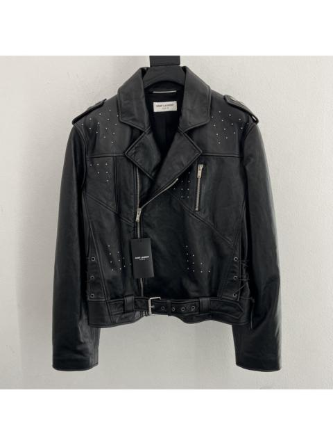 SAINT LAURENT Saint Laurent Studded Leather Biker Jacket in Large