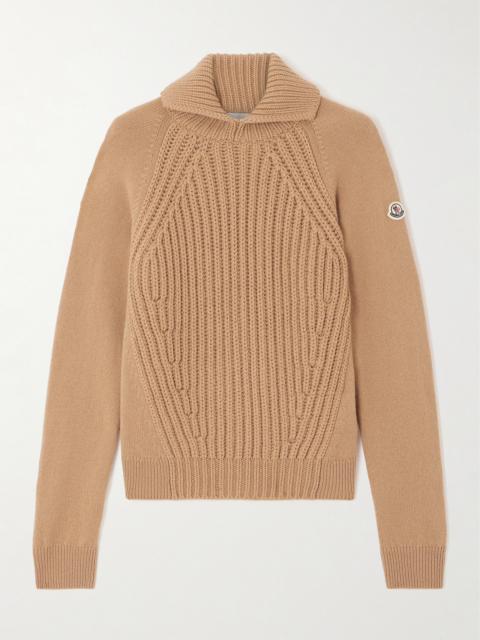 Moncler Ribbed Wool And Cashmere-blend Polo Sweater