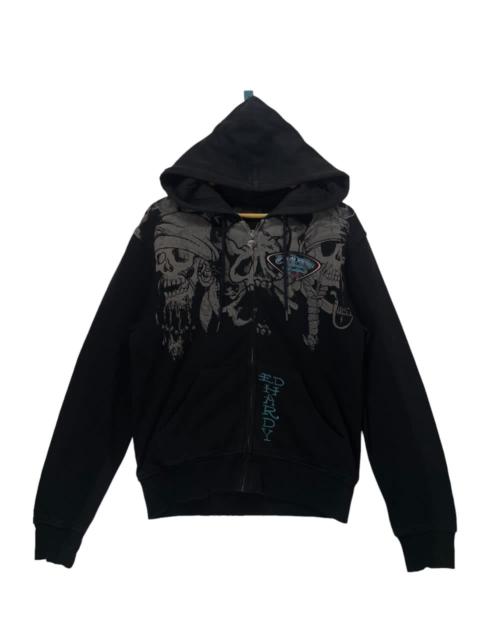 Other Designers Skulls - Vintage Ed Hardy Full Print Zipper Hoodie Sweatshirt