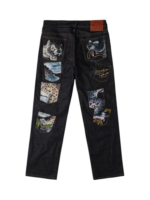 EVISU Multi-Pocket Embroidery Patch Jeans #2020