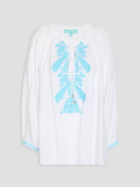 MELISSA ODABASH Kitty embroidered woven blouse
