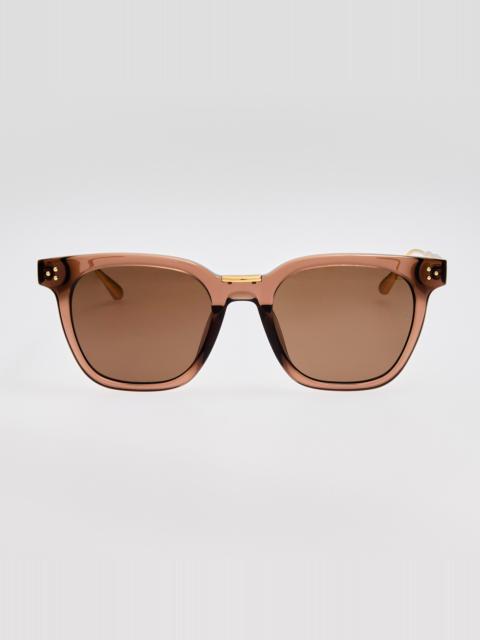 LINDA FARROW Evan Sunglasses in Brown and Gold