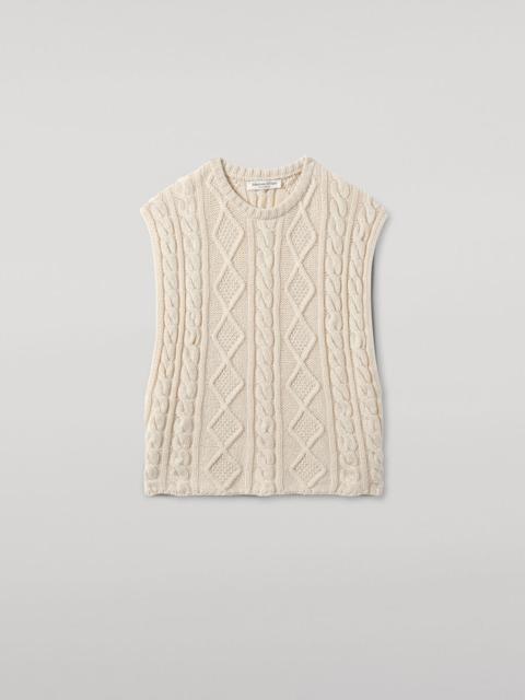 Johnstons of Elgin Aran Cable Cream Cashmere Tank