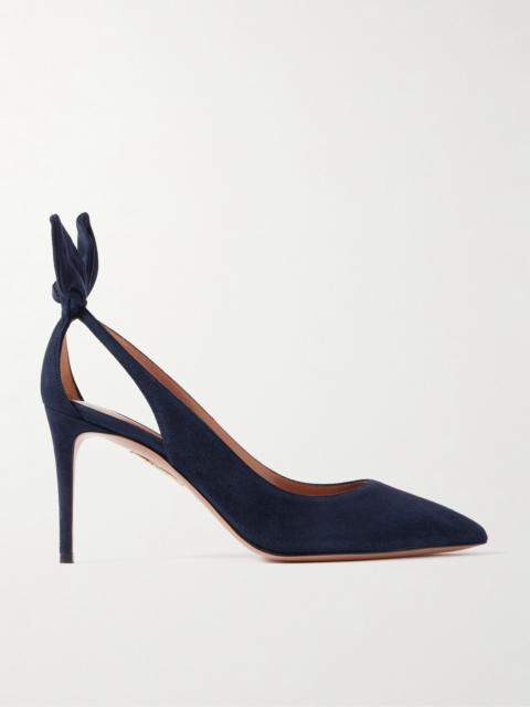 AQUAZZURA Bow Tie 85 Suede Pumps