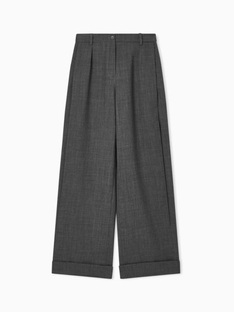 EMPORIO ARMANI MOULINÉ WOOL CRÊPE TROUSERS WITH DARTS