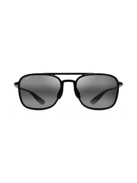 Maui Jim Maui Jim Keokea 55mm PolarizedPlus2® Aviator Sunglasses in Black Gloss/Neutral Grey at Nordstrom