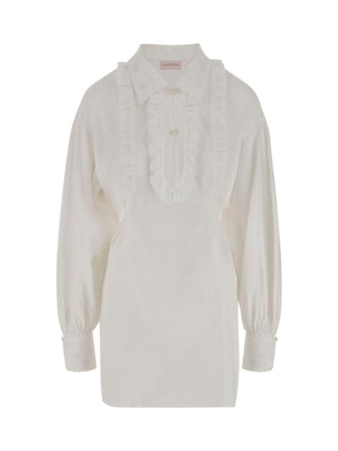 Valentino White Cotto Blend Shirt Dress