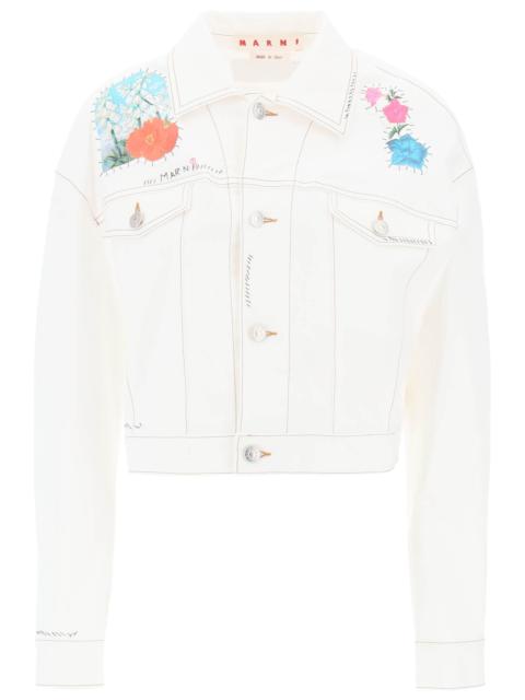 Marni "Cropped Denim Jacket With Flower Patches And Embroidery" Women