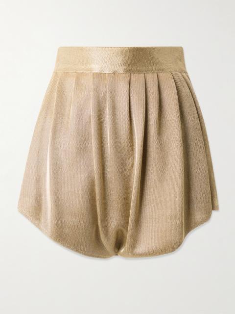 Alaïa Gathered Metallic Knitted Shorts
