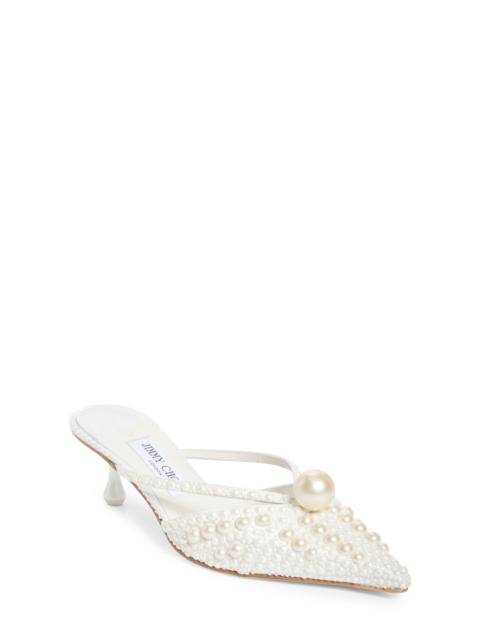 JIMMY CHOO Jimmy Choo Sana Embellished Mule in White/White at Nordstrom