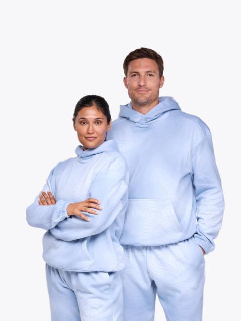 HOKA Essential Hoodie in Blue Cloud Topo