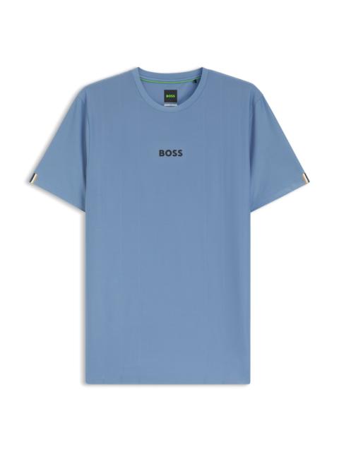 BOSS JACQUARD-STRIPE SLIM-FIT T-SHIRT WITH LOGO PRINT