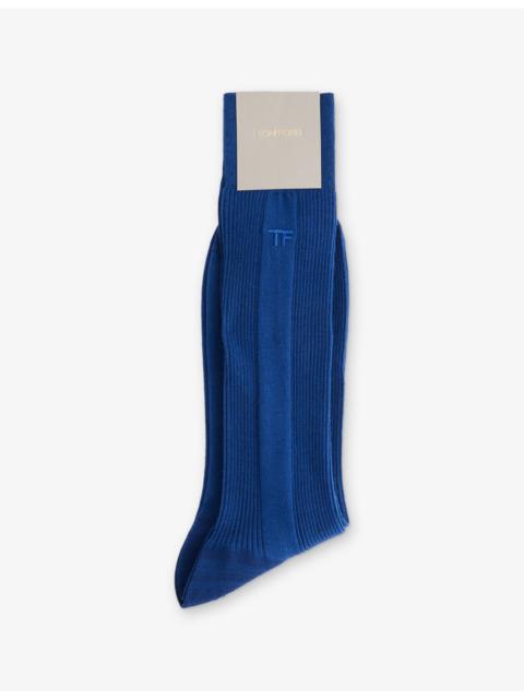 TOM FORD Embroidered-Logo Ribbed Cotton Socks