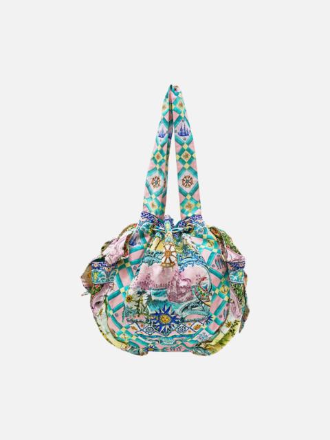 CAMILLA DRAWSTRING BOW BEACH BAG