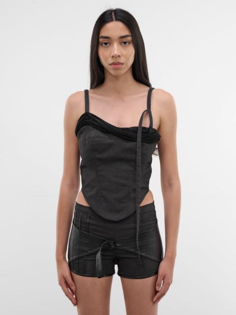 ELENA VELEZ Onyx Draped Corset Camisole