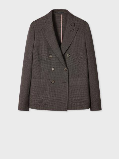 Paul Smith Women's Brown Wool Houndstooth Double Breasted Blazer