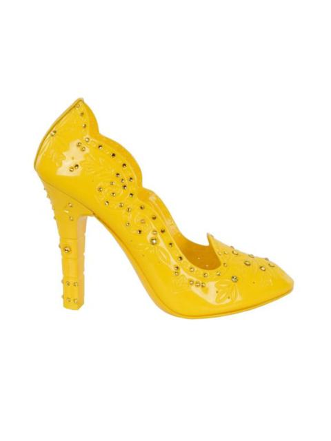 Dolce & Gabbana Cinderella PVC Rhinestones Pumps Heeld Yellow 06939