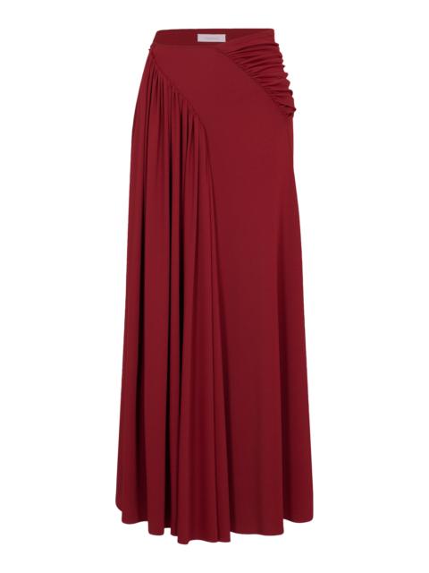 rabanne Ruched Jersey Maxi Skirt red