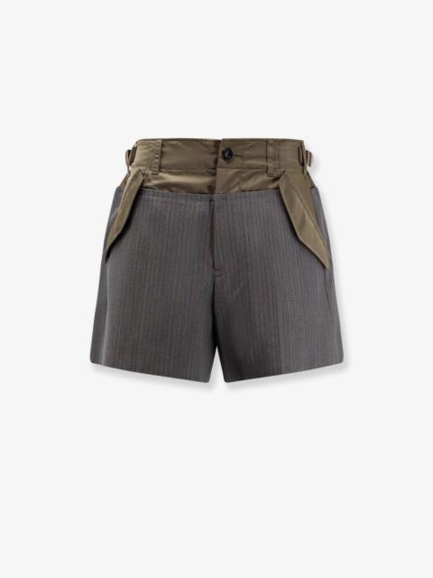 sacai Wool Shorts With Nylon Details