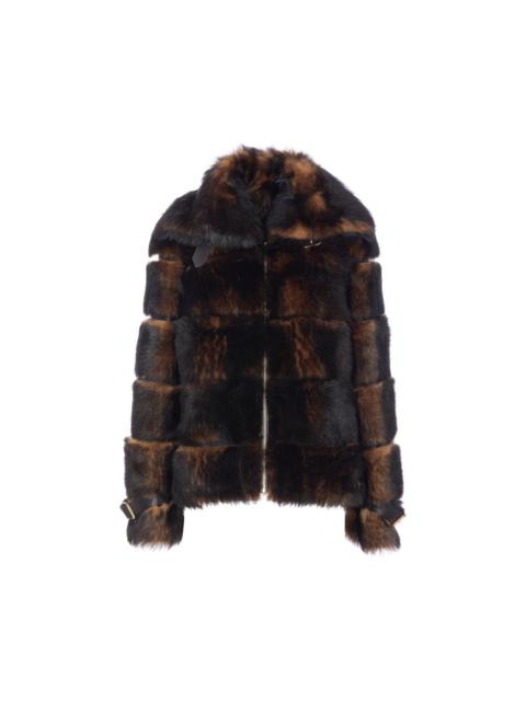 FENDI Fendi Women Color Pequin Motif Fur Aviator Jacket