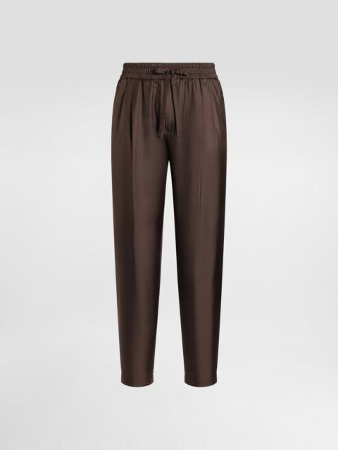 Silk twill jogging trousers