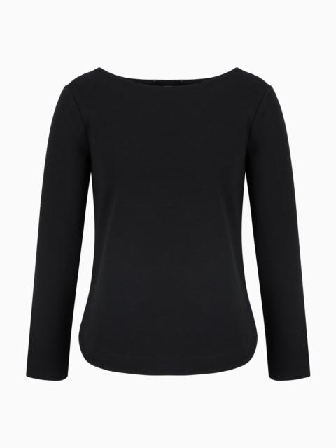 EMPORIO ARMANI OTTOMAN JERSEY JUMPER WITH SIDE SLITS
