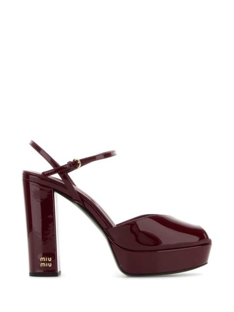 Miu Miu Miu Miu Women Burgundy Leather Sandals