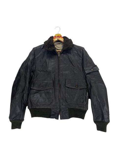 Other Designers Vintage - Schott USN Fur Leather Bomber Jacket #3467
