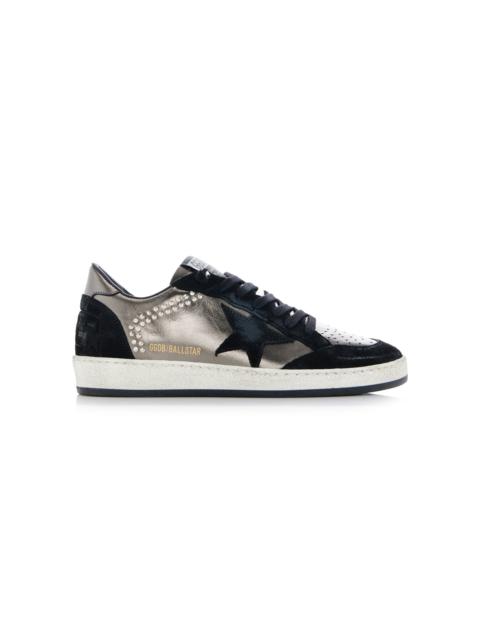 Golden Goose Ballstar Crystal-Embellished Suede Sneakers black