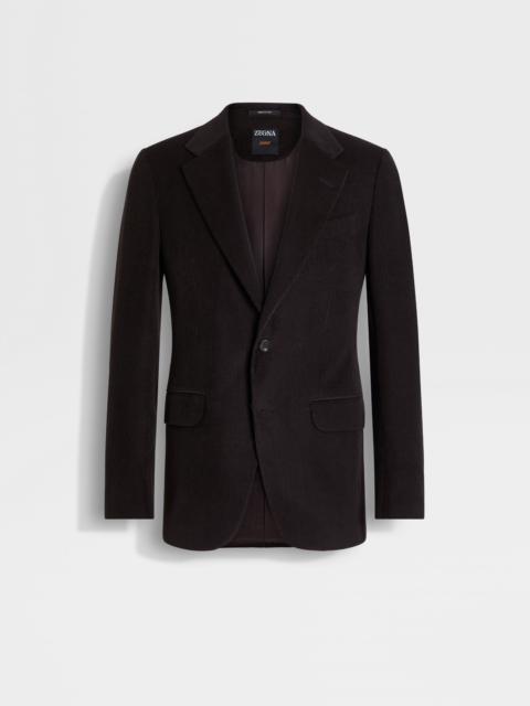 ZEGNA DARK BROWN CASHMERE WOOL AND SILK BLEND JACKET