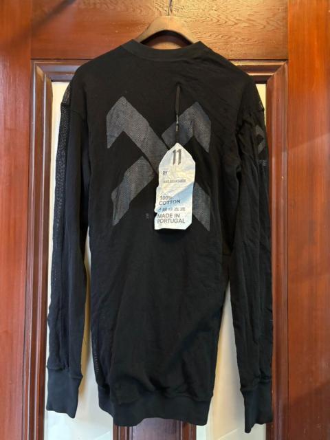 11 by Boris Bidjan Saberi 11byBBS Black Mesh Print Cotton Hooded Sweatshirt