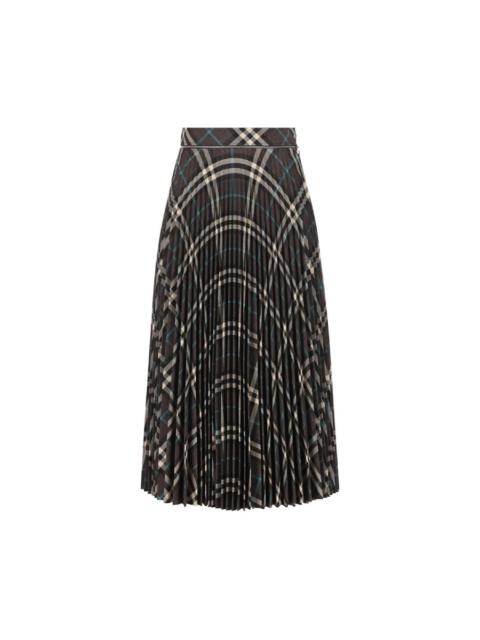 Burberry Burberry Checkered Pleated Zip-Detailed Wool Skirt, Brand Size 4 (US Size 2)