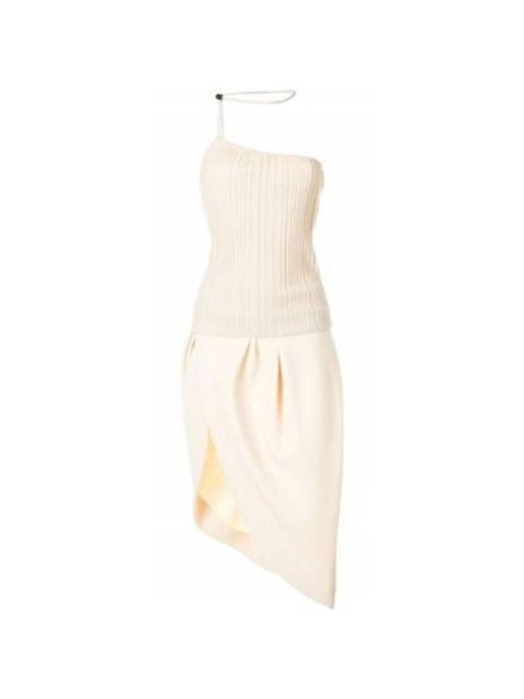 JACQUEMUS La Bomba Asymmetric Beige Midi Dress
