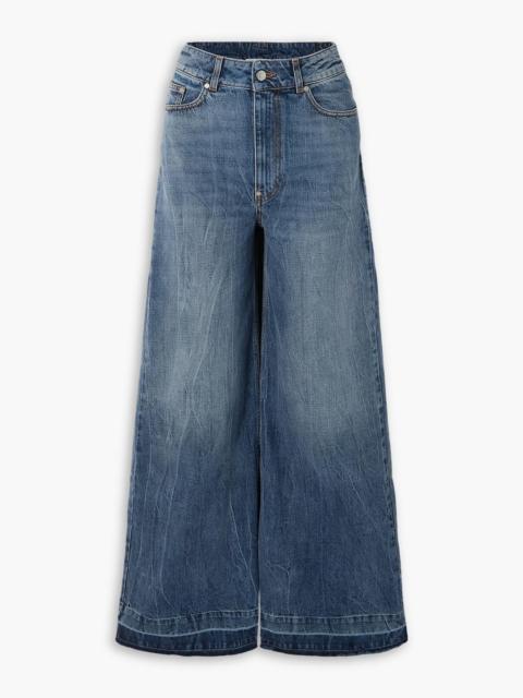 Stella McCartney Frayed high-rise wide-leg jeans