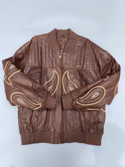 Other Designers Al Wissam - Al- Wissam- Indian Heritage Mango Pattern Leather Jacket