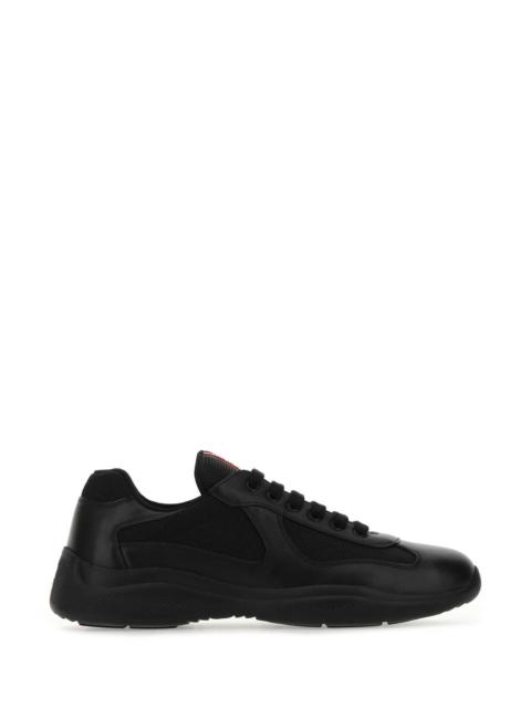 Prada Prada Men Black Leather And Tech Fabric Sneakers