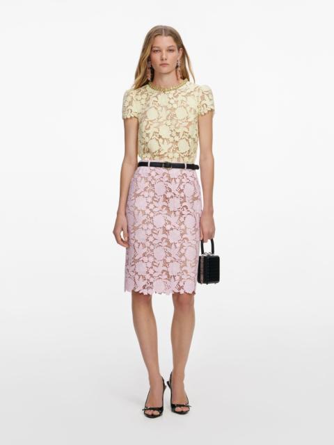 self-portrait Pink Lace Midi Skirt