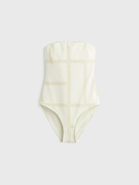TOTEME Monogram strapless swimsuit ecru/straw