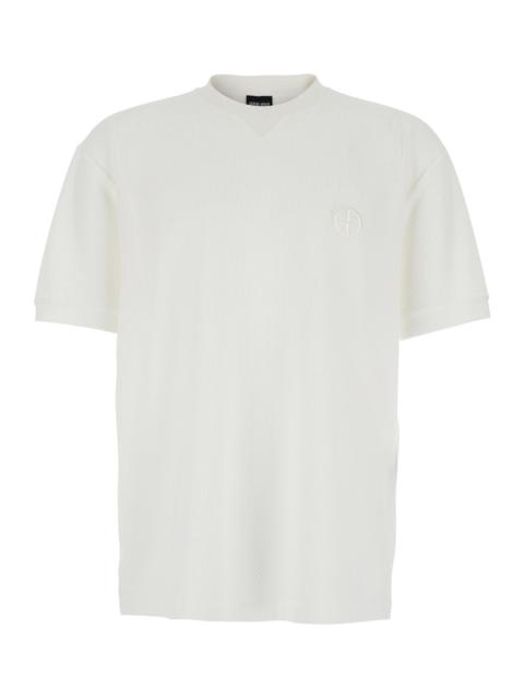 GIORGIO ARMANI Giorgio Armani Men White Crewneck T-Shirt With Logo On The Front In Tech Fabric Stretch Man