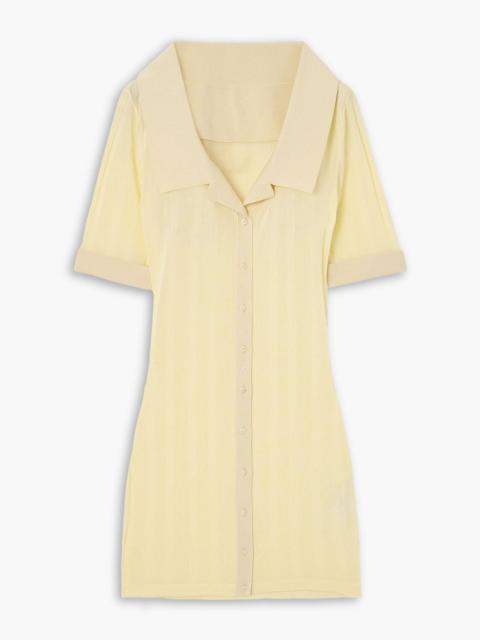 JACQUEMUS Manta poplin-trimmed ribbed-knit mini dress