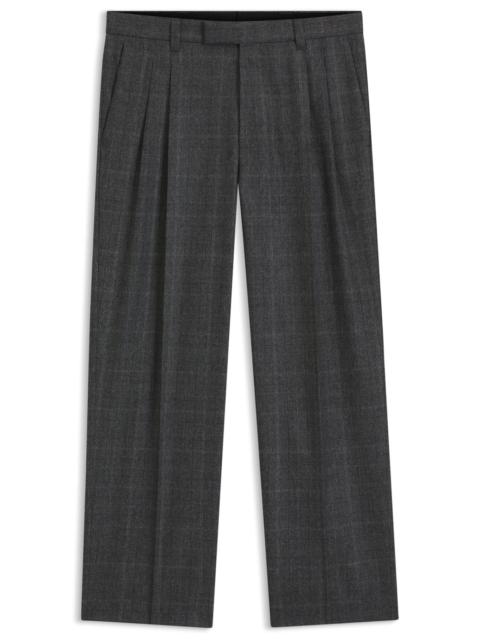 BOSS RELAXED-FIT TROUSERS IN CHECKED STRETCH WOOL