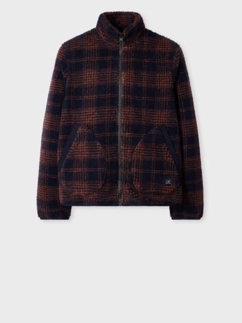 Paul Smith Navy and Orange Check Zip Fleece Jacket